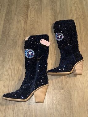 Cuce Tennessee Titans Navy Sequin Knee High Cowboy Boots Size 6 NWT